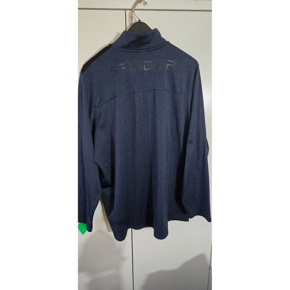 Spyder Active Mens XL Quarter Zip Pullover Navy Blue Heather Performance Shirt - Picture 2 of 3